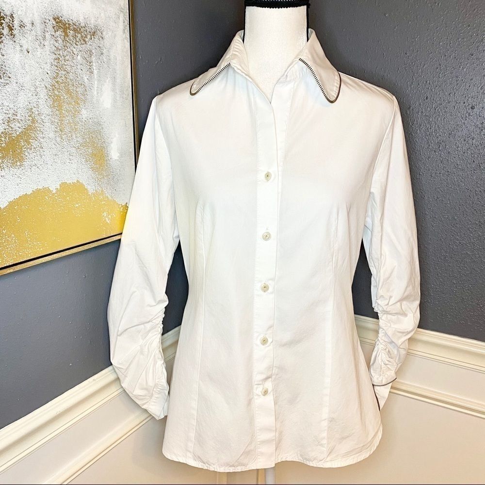 Sylvia Techerassi zipper collar & cuff button down